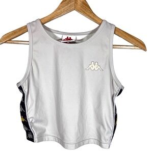 Y2K Kappa Silver Midriff Sportswear Crop Top Size Medium